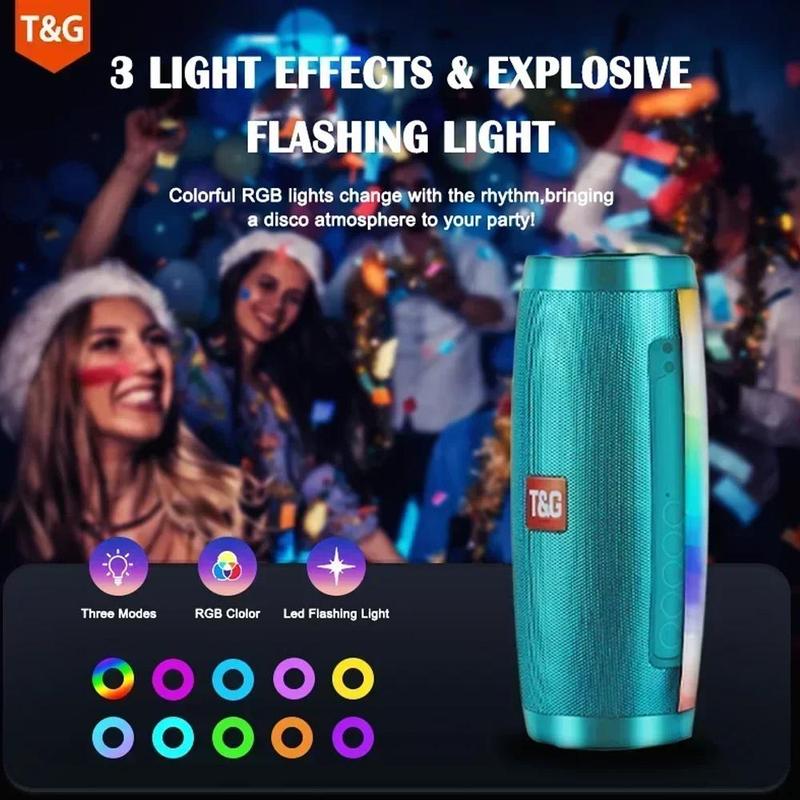 T&G Portable Wireless Speaker, 1 Count Rechargeable LED Light Speaker with Handle, Wireless Subwoofer Speaker for Outdoor Camping, Audio - 5